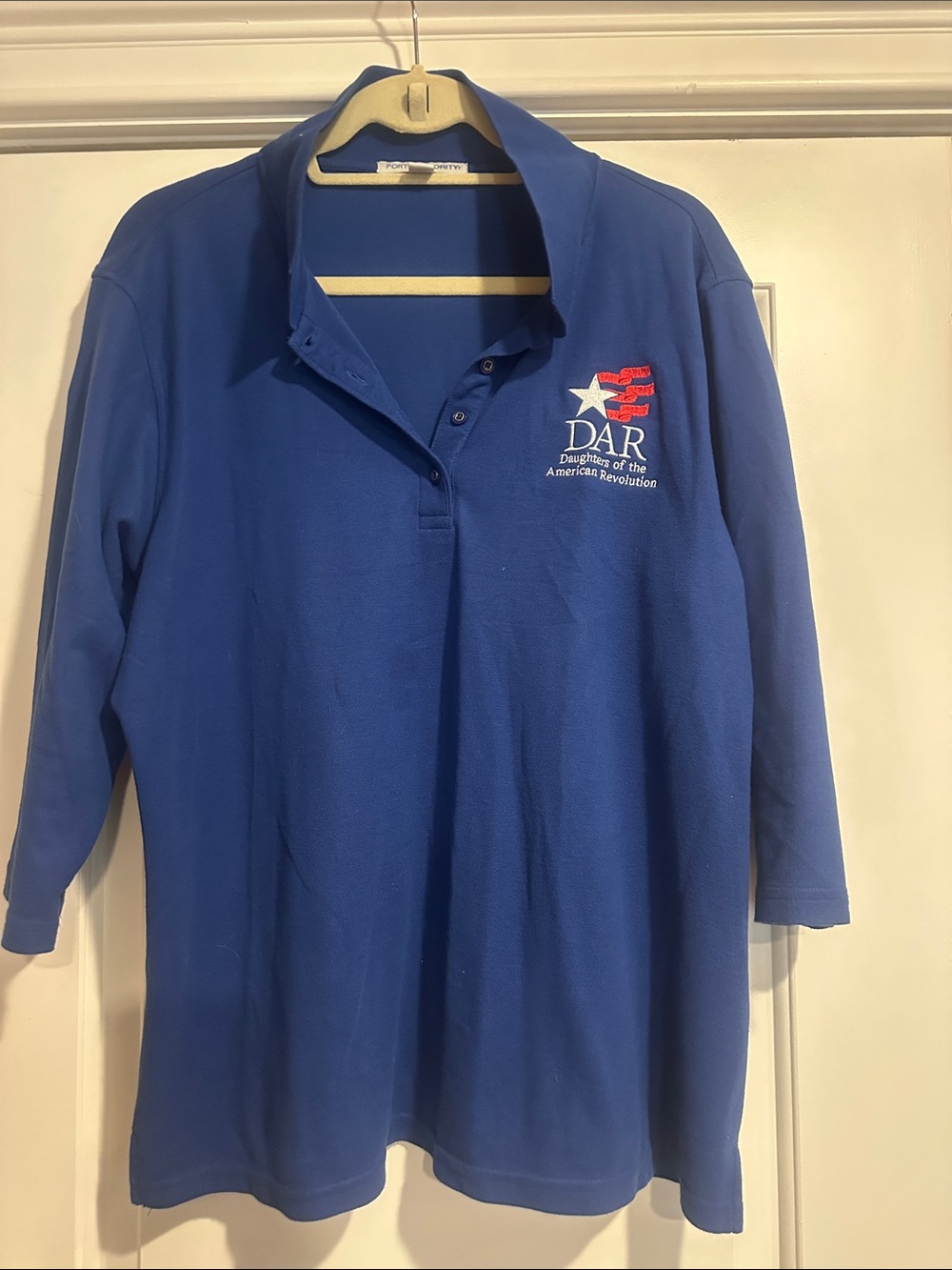 Port Authority Blue Long Sleeve Polo with DAR Embroidery - Picture 1 of 9